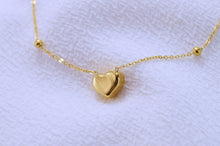 Load image into Gallery viewer, Golden Serenade, Delicate Gold Plated Necklace with Heart Pendant and Danity Chain