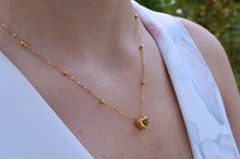 Load image into Gallery viewer, Golden Serenade, Delicate Gold Plated Necklace with Heart Pendant and Danity Chain