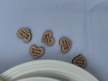 Load image into Gallery viewer, Wooden Love Heart Table Decorations Personalised Wedding Confetti Mr Mrs with date Valentines Day