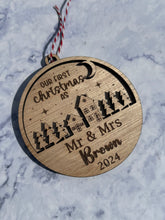 Load image into Gallery viewer, Personalized First Christmas Married Ornament for Couples | Mr and Mrs Gift | Newlywed Keepsake | Housewarming Presents