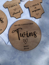 Load image into Gallery viewer, Twin Pregnancy announcement | We are having a baby Flat Lay Prop | Children's Photo Prop Surprise Twins Reveal | Baby coming soon