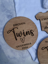 Load image into Gallery viewer, Twin Pregnancy announcement | We are having a baby Flat Lay Prop | Children's Photo Prop Surprise Twins Reveal | Baby coming soon
