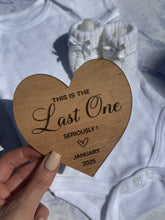 Load image into Gallery viewer, Pregnancy Announcement - Wooden Sign with Personalised Engraving, Baby Coming Soon | Due Date Plaque, Social Media Reveal | Photography Prop