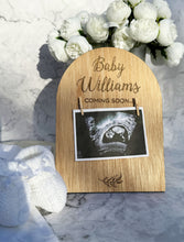 Load image into Gallery viewer, Personalized Wooden Pregnancy Announcement Sign - Baby Coming Soon