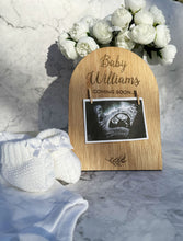Load image into Gallery viewer, Personalized Wooden Pregnancy Announcement Sign - Baby Coming Soon