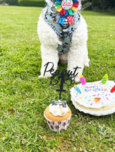 Load image into Gallery viewer, Peanut's 1st Birthday Dog Cake Topper – Customizable Paw Print Design for Pet Celebrations