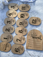 Load image into Gallery viewer, Elegant Wooden Baby Milestone Cards - Monthly Growth & Memory Markers