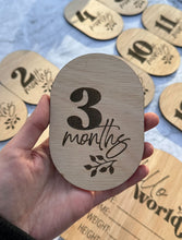Load image into Gallery viewer, Elegant Wooden Baby Milestone Cards - Monthly Growth & Memory Markers