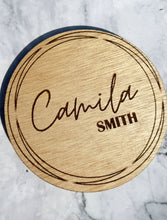 Load image into Gallery viewer, Personalized Wooden Coaster with Engraved Name – Custom Camila Smith Design for Home or Office