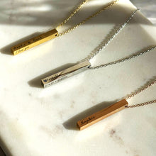 Load image into Gallery viewer, Vertical Bar Personalised Necklace - Custom Engraved Name-Necklace-Gifts for her- Date necklace- Dainty necklace-Choker- Stainless Steel