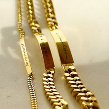 Load image into Gallery viewer, 18k Gold Cuban Chain Bracelet- Name Bracelet-Engraved Bracelet