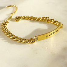 Load image into Gallery viewer, 18k Gold Cuban Chain Bracelet- Name Bracelet-Engraved Bracelet