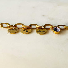 Load image into Gallery viewer, Dainty Circle Pendant Name Necklace with birthstone