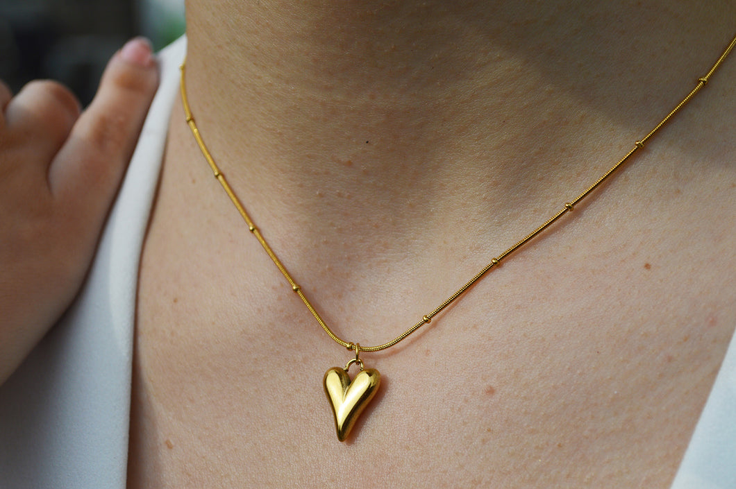 Golden Serenade, Gold Plated Necklace with Abstract Heart Pendant