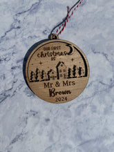 Load image into Gallery viewer, Personalized First Christmas Married Ornament for Couples | Mr and Mrs Gift | Newlywed Keepsake | Housewarming Presents
