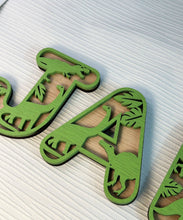 Load image into Gallery viewer, Dinosaur Themed Wooden Letters for Children&#39;s Nursery - Personalized Decor
