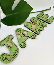 Load image into Gallery viewer, Dinosaur Themed Wooden Letters for Children&#39;s Nursery - Personalized Decor
