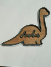 Load image into Gallery viewer, Customizable Dinosaur Wooden Door Signs - Personalized Kids Room Decor
