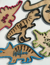 Load image into Gallery viewer, Customizable Dinosaur Wooden Door Signs - Personalized Kids Room Decor
