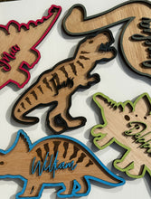 Load image into Gallery viewer, Customizable Dinosaur Wooden Door Signs - Personalized Kids Room Decor
