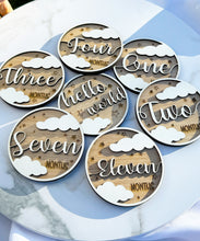 Load image into Gallery viewer, Handcrafted Wooden Baby Milestone Discs - Monthly Growth Memory Set
