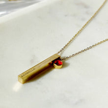 Load image into Gallery viewer, Vertical Bar Personalised Necklace with birthstone
