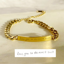 Load image into Gallery viewer, 18k Gold Cuban Chain Bracelet- Name Bracelet-Engraved Bracelet
