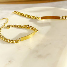 Load image into Gallery viewer, 18k Gold Cuban Chain Bracelet- Name Bracelet-Engraved Bracelet
