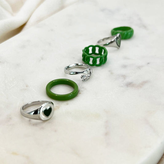 Green Resin Ring set