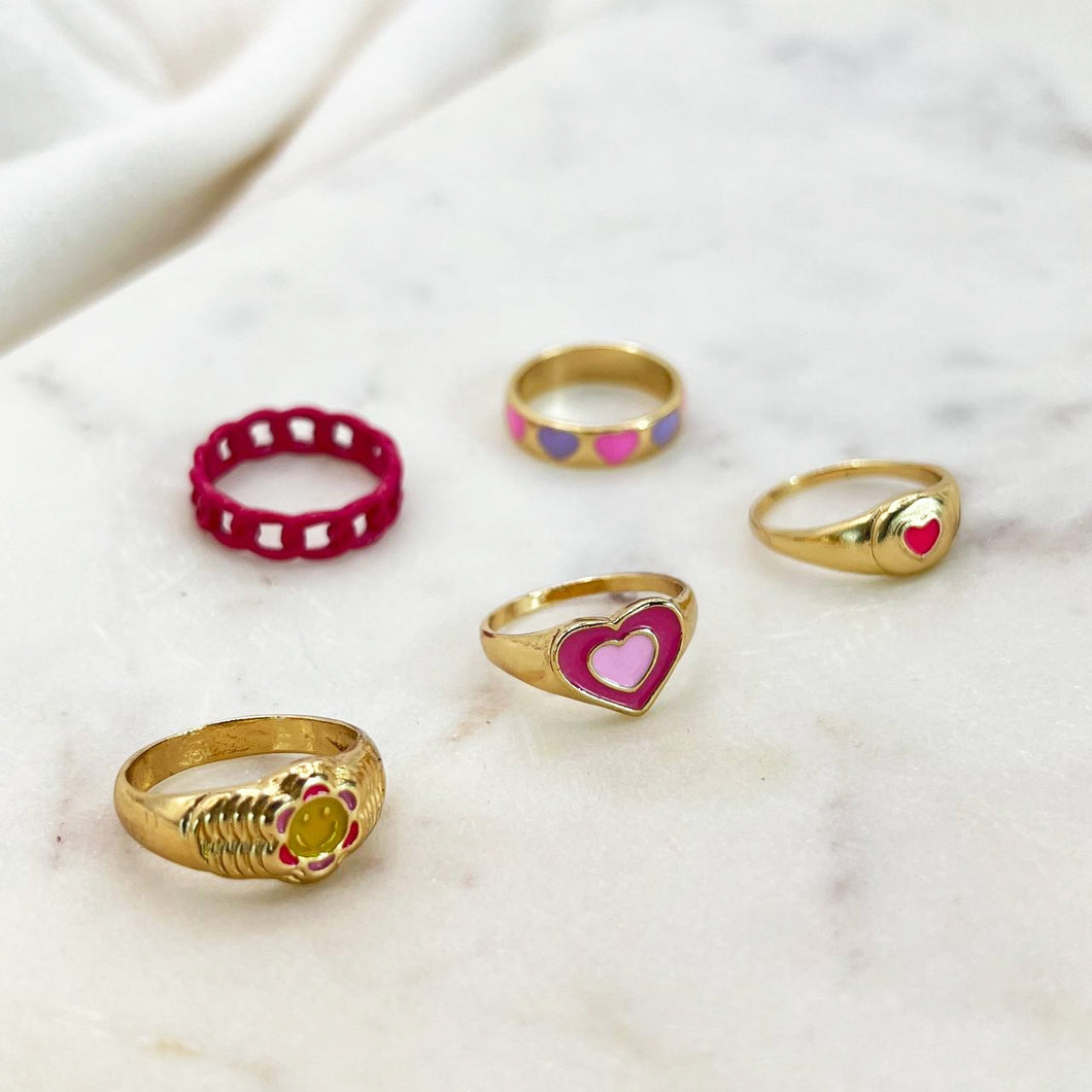 Pink Heart Ring set